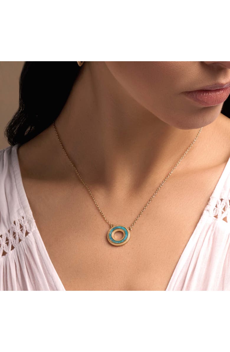 Karma and Luck Elevated Existence Turquoise Karma Circle Gold Necklace, Alternate, color,