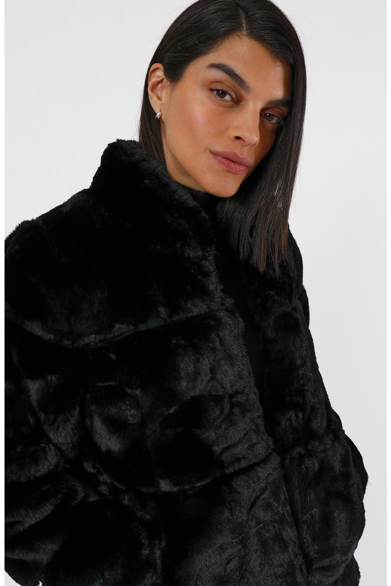 Skylar Recycled Faux Fur Jacket, Alternate, color, NOIR
