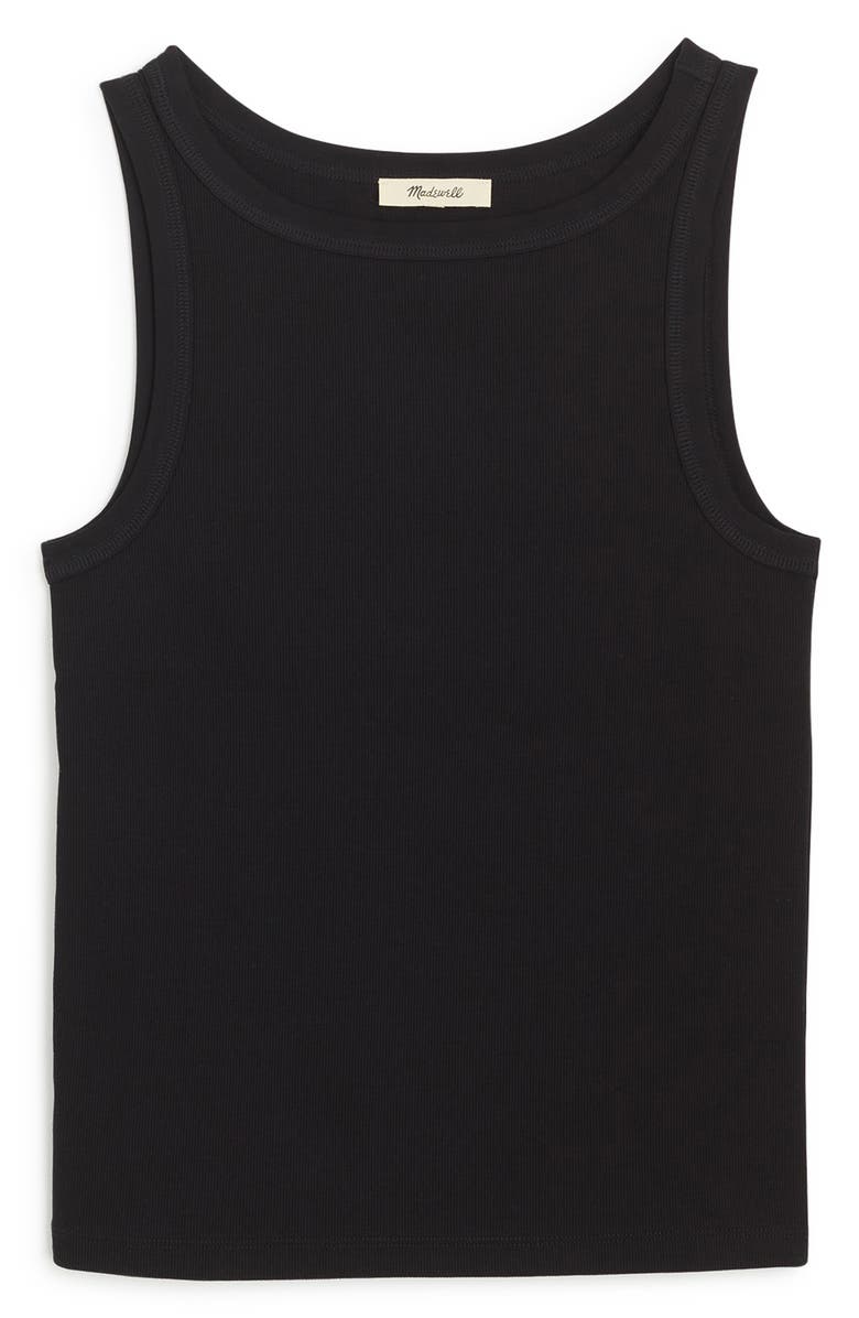 Madewell High Neck Cotton Tank, Alternate, color, Jet Black