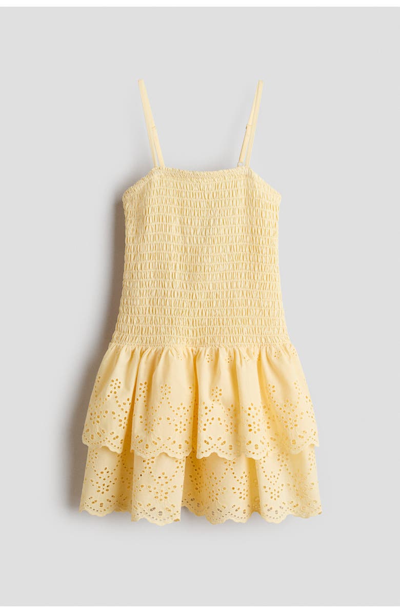 H&M Smocked Strappy Dress, Main, color, Yellow