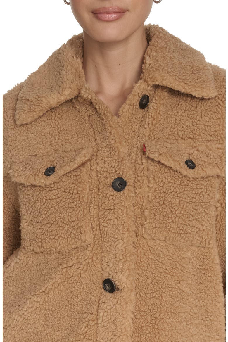 Faux Shearling Shacket, Alternate, color, CHESTNUT