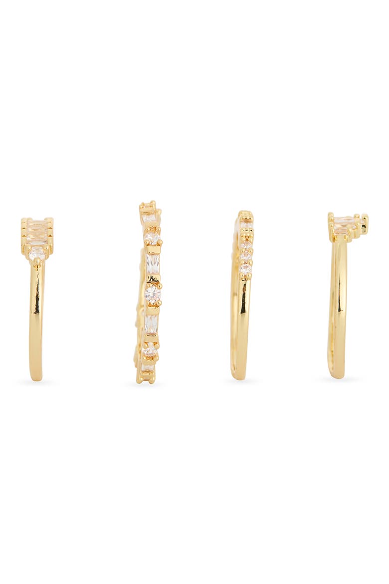 Set of 4 Cubic Zirconia Baguette Rings, Alternate, color, CLEAR- GOLD