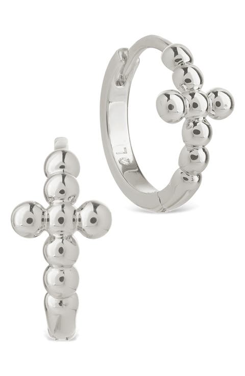 Patrycja Beaded Cross Hoop Earrings