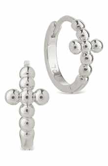 Patrycja Beaded Cross Hoop Earrings
