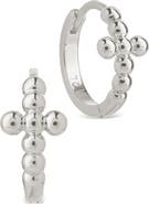 Sterling Forever Patrycja Beaded Cross Hoop Earrings