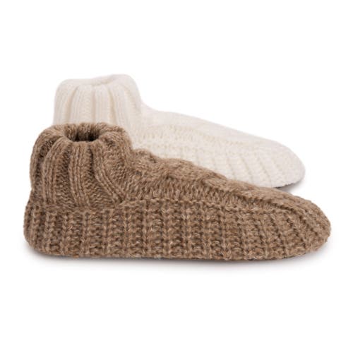 Muk Luks 2 Pair Pack Cuffed Sweater Knit Ballerinas In Nude