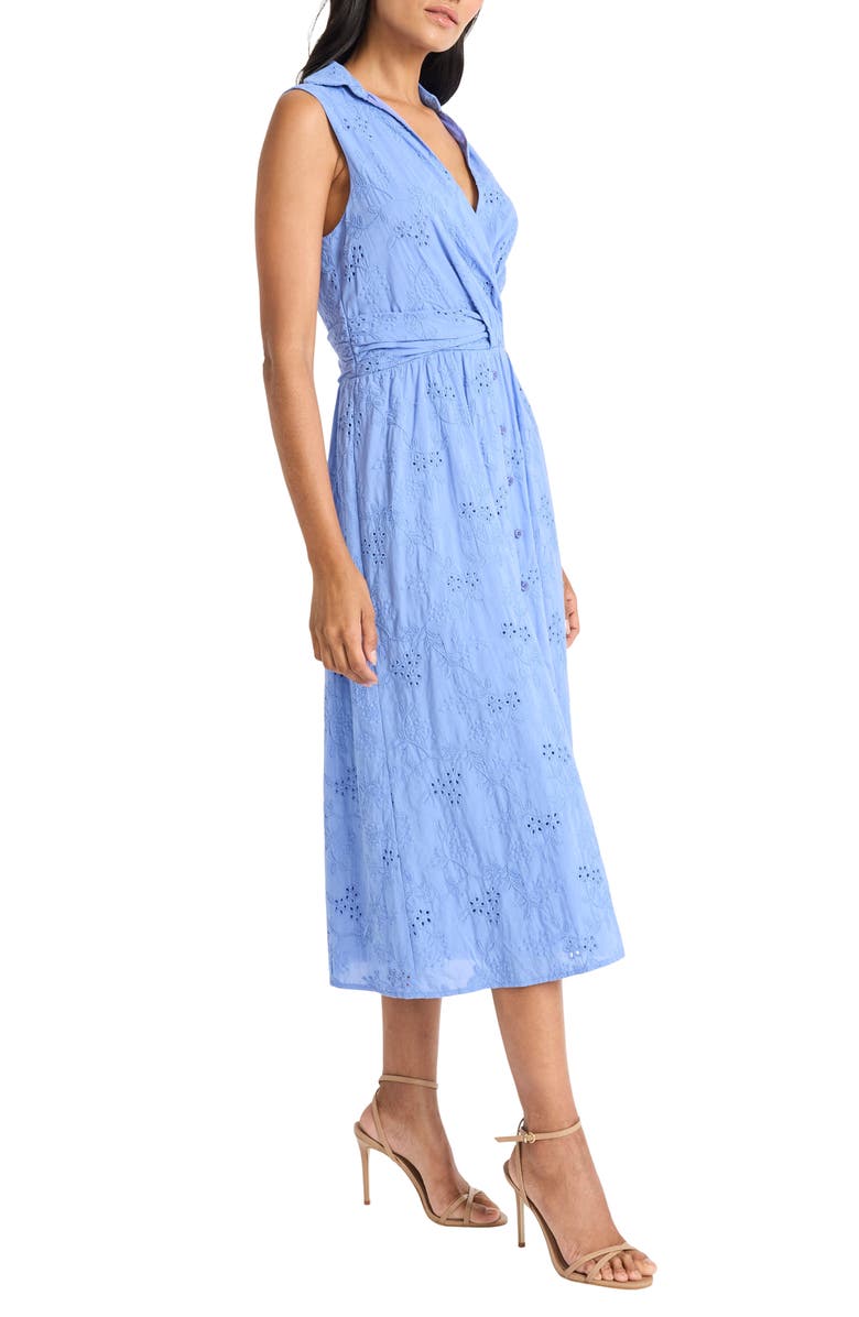 Maggy London Front Twist Cotton Eyelet Shirtdress, Alternate, color, Blue Bonnet