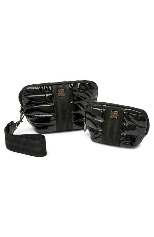 Think Royln Double Stash Set Of 2 Zip-top Travel Pouches In Black