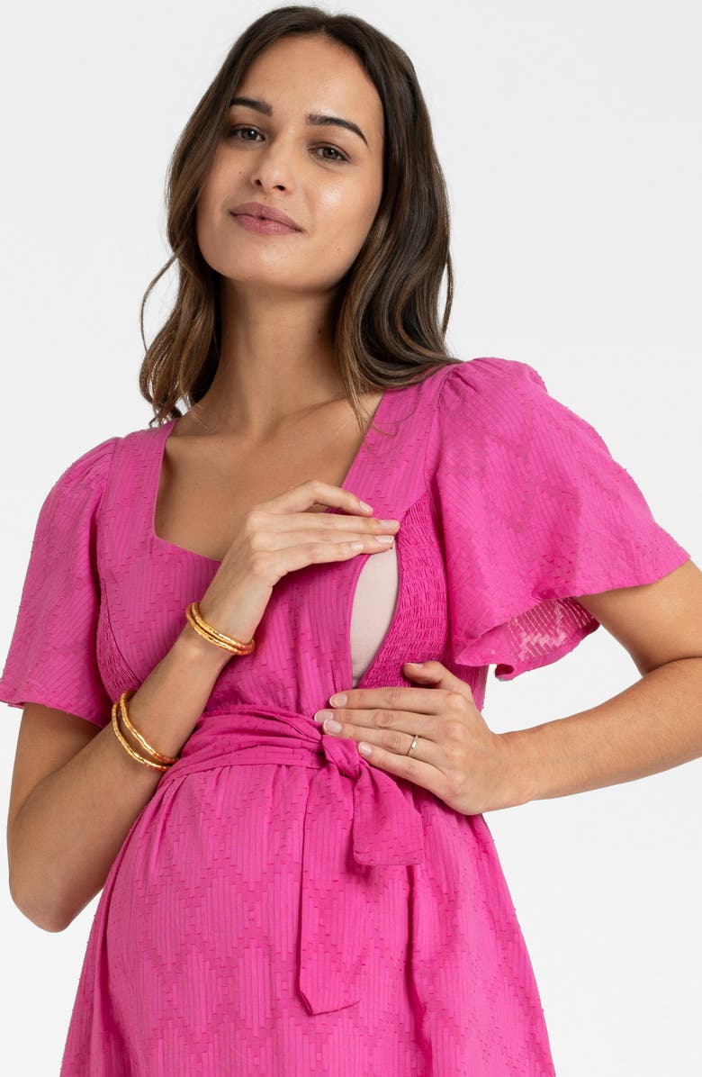 Seraphine Broderie Anglaise Maternity/Nursing Midi Dress, Alternate, color, 