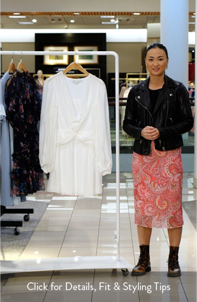 Twist Front Drape Long Sleeve Minidress, sales video thumbnail