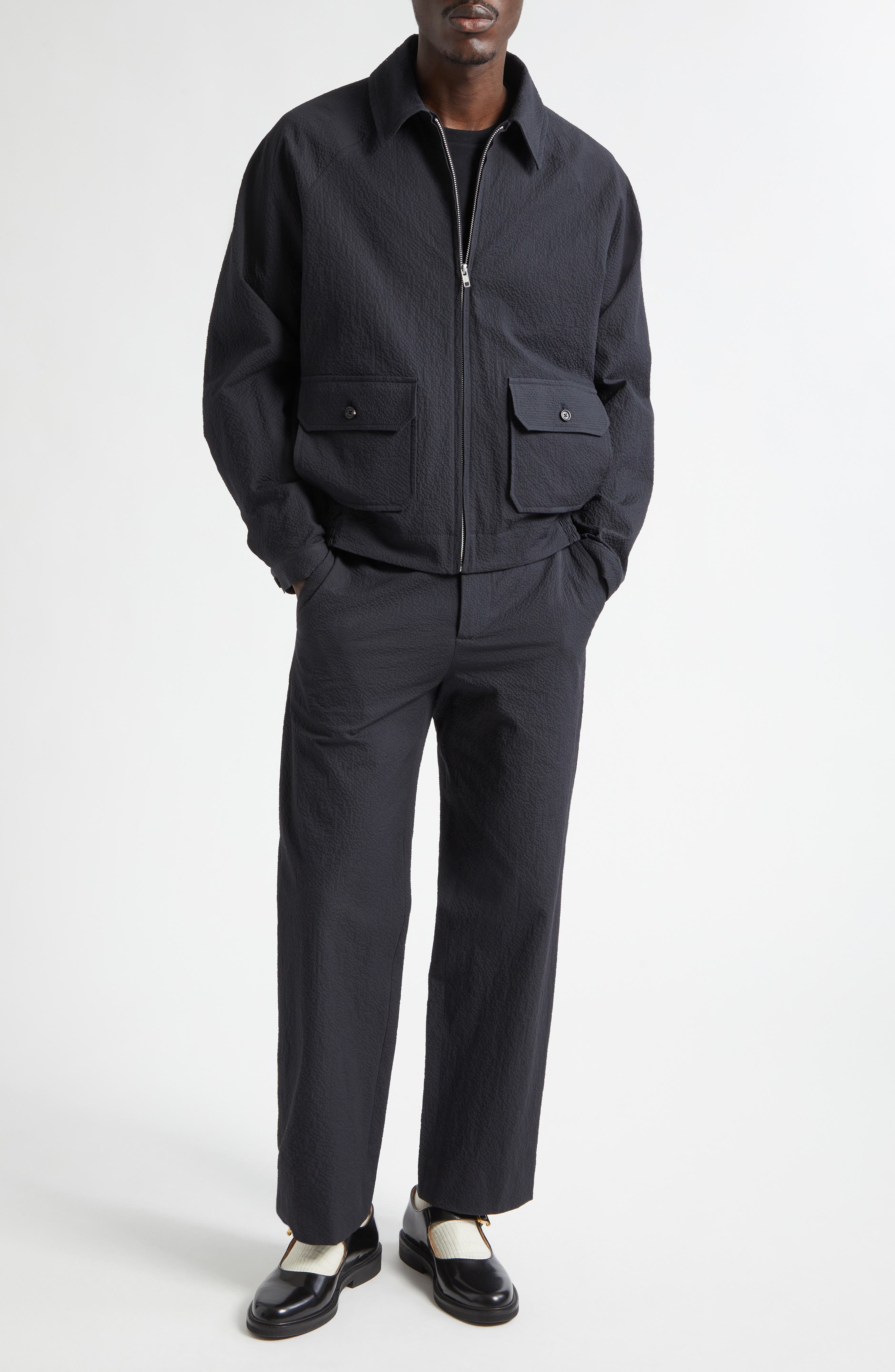 Side Buckle Seersucker Trousers - image 2