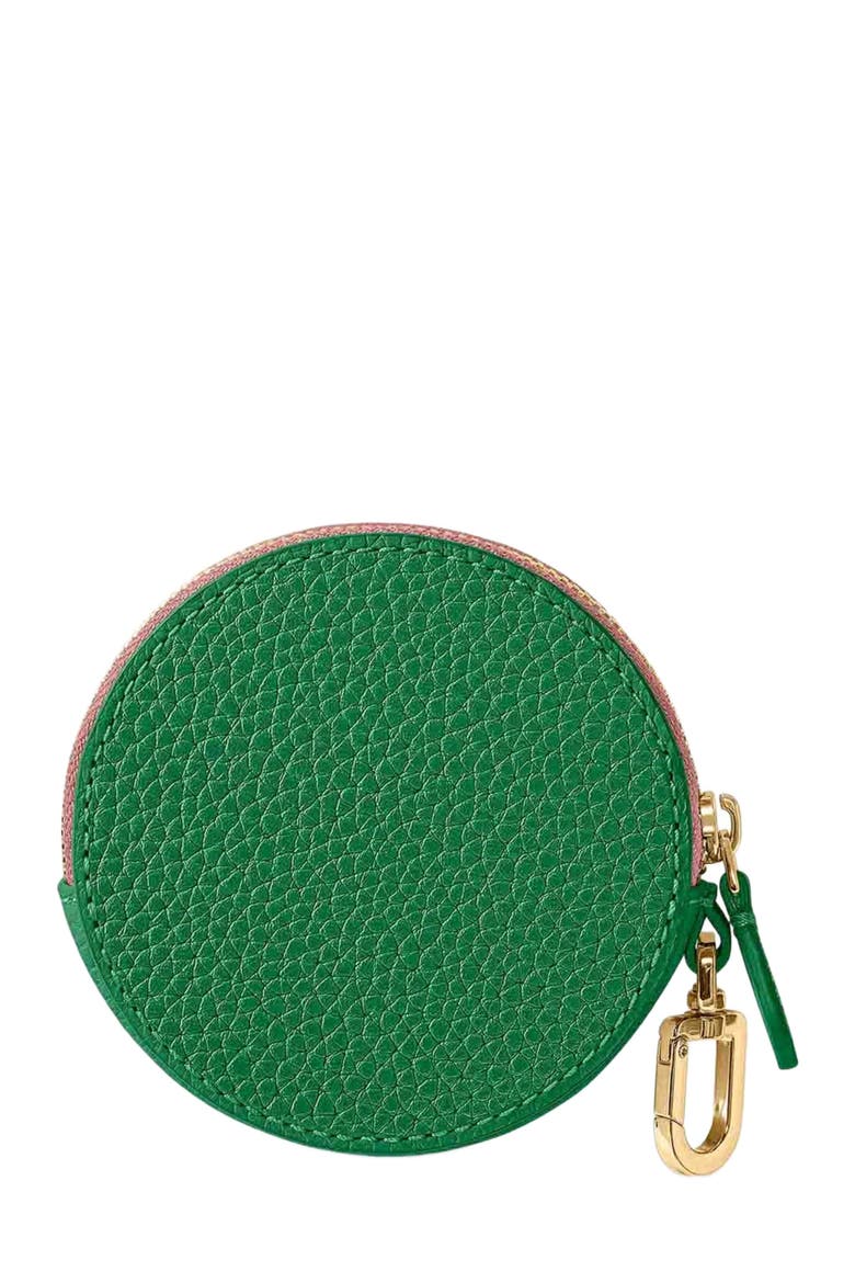 Leather Coin Purse, Alternate, color, Emerald Lily