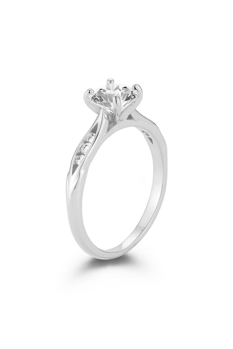 Round Moissanite Ring, Alternate, color, SILVER
