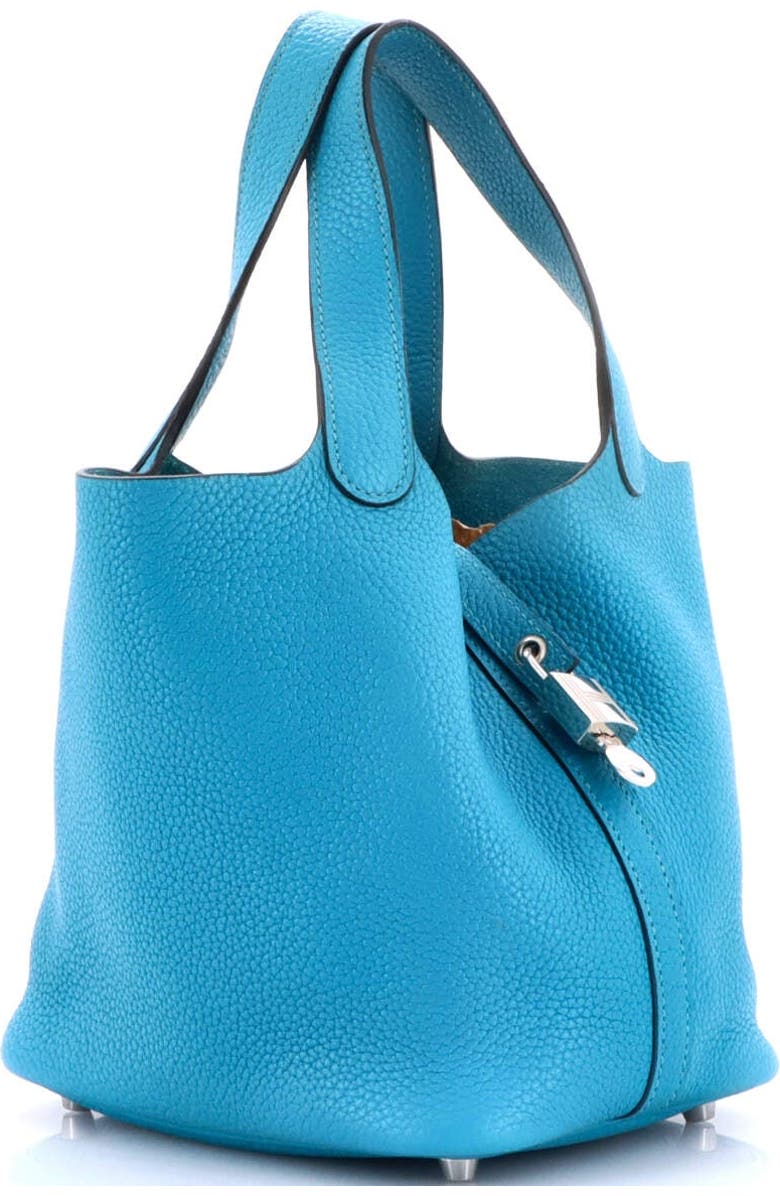 Pre-Owned Hermes Picotin Lock Bag Clemence PM, Alternate, color, Turquoise