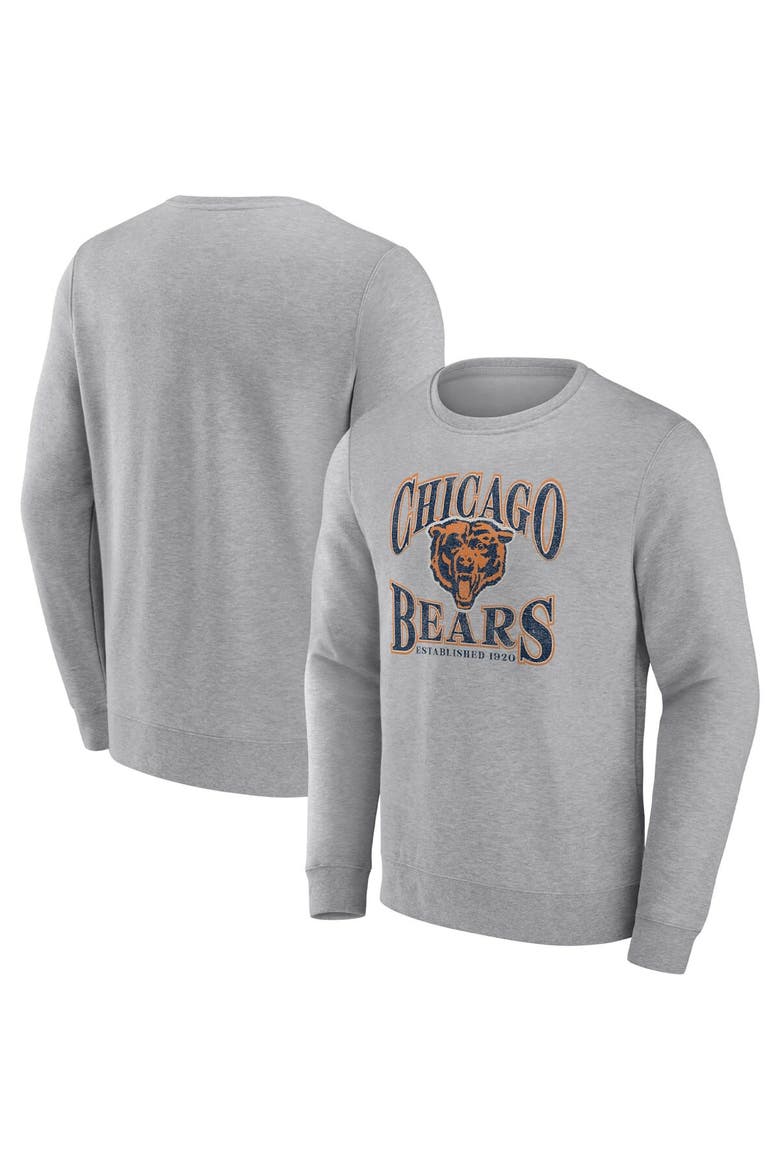 Men's Fanatics Branded Heathered Charcoal Chicago Bears Playability Pullover Sweatshirt, Main, color, Heather Charcoal