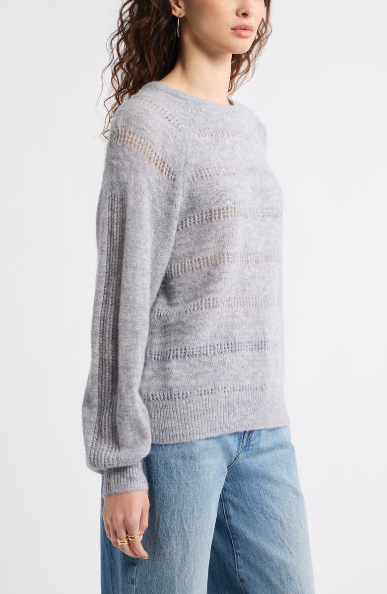 Treasure & Bond Pointelle Raglan Sleeve Sweater, Alternate, color, Grey Heather