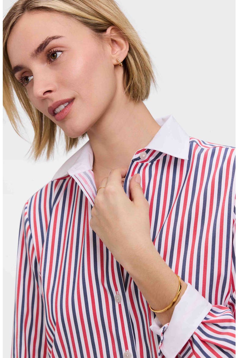 Stripe Boyfriend Button-Up Shirt, Alternate, color, RED/ NAVY BLUE