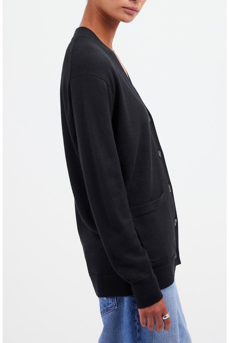 Merino Wool Boyfriend Cardigan, Alternate, color, TRUE BLACK