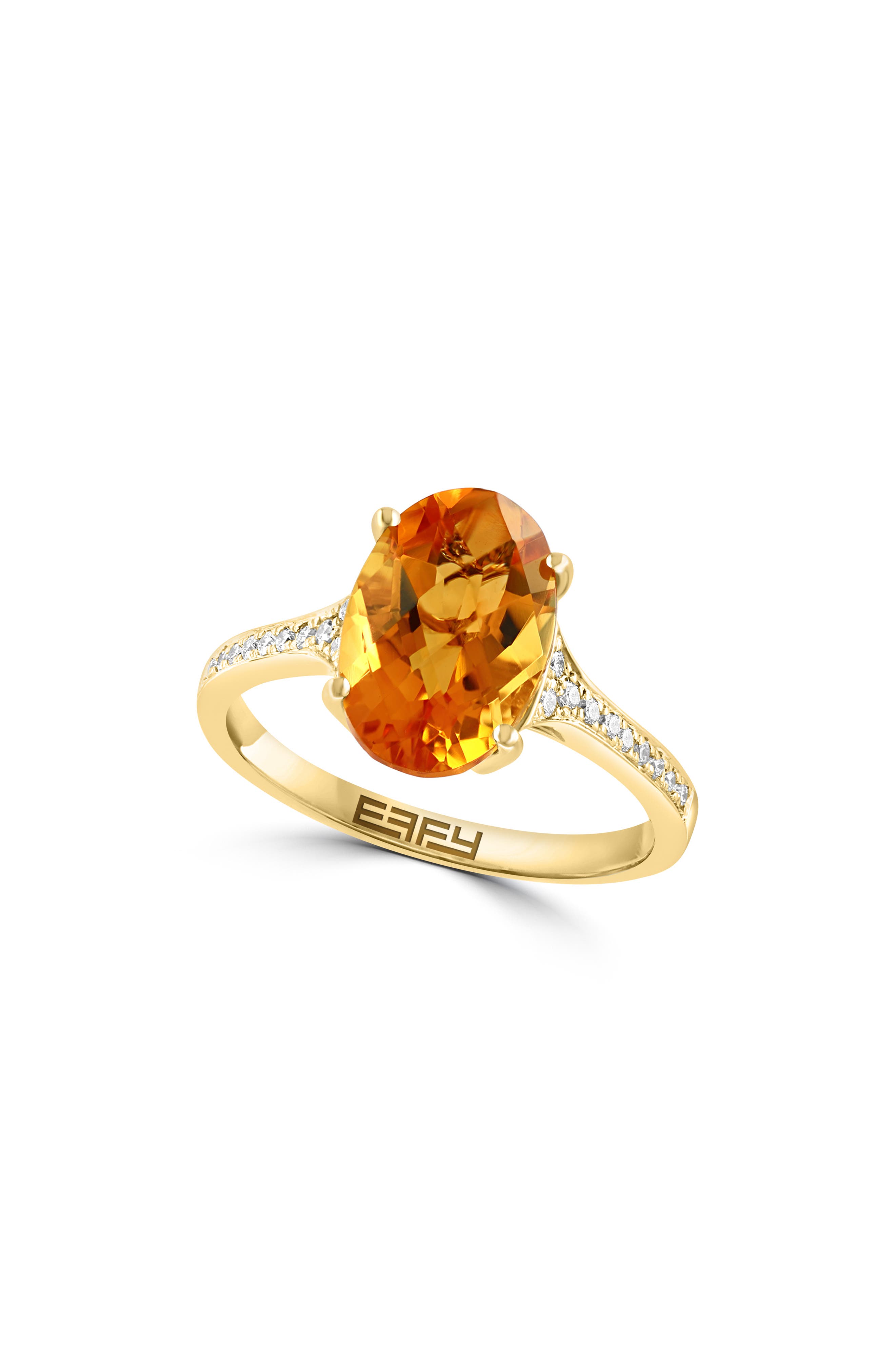 EFFY 14K Yellow Gold Oval Citrine & Diamond Ring
