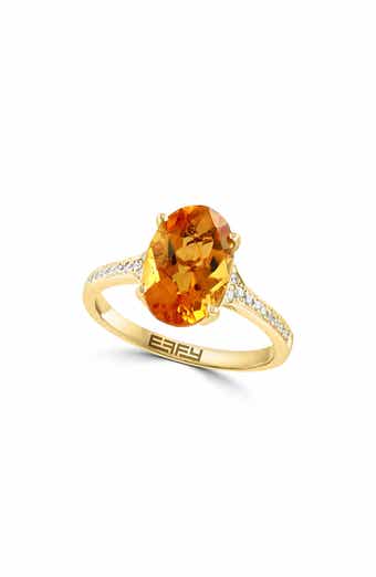 EFFY 14K Yellow Gold Oval Citrine & Diamond Ring