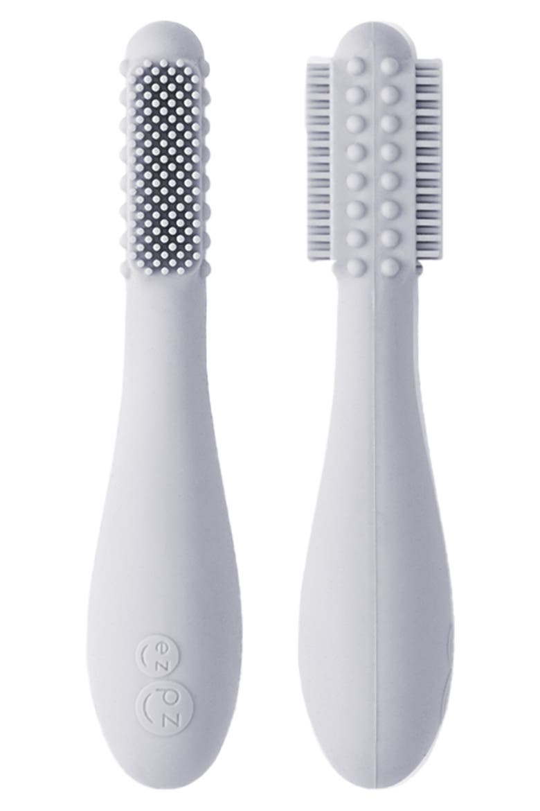 Baby-Led™ Toothbrush & Sensory Tongue Depressor Duo, Main, color, PEWTER