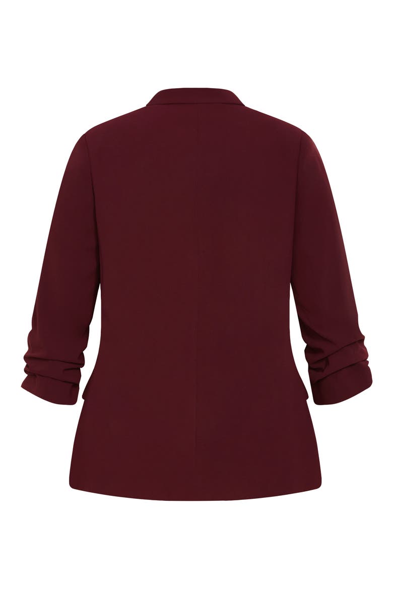 Abbie Ruched Sleeve Blazer, Alternate, color, DARK CHERRY
