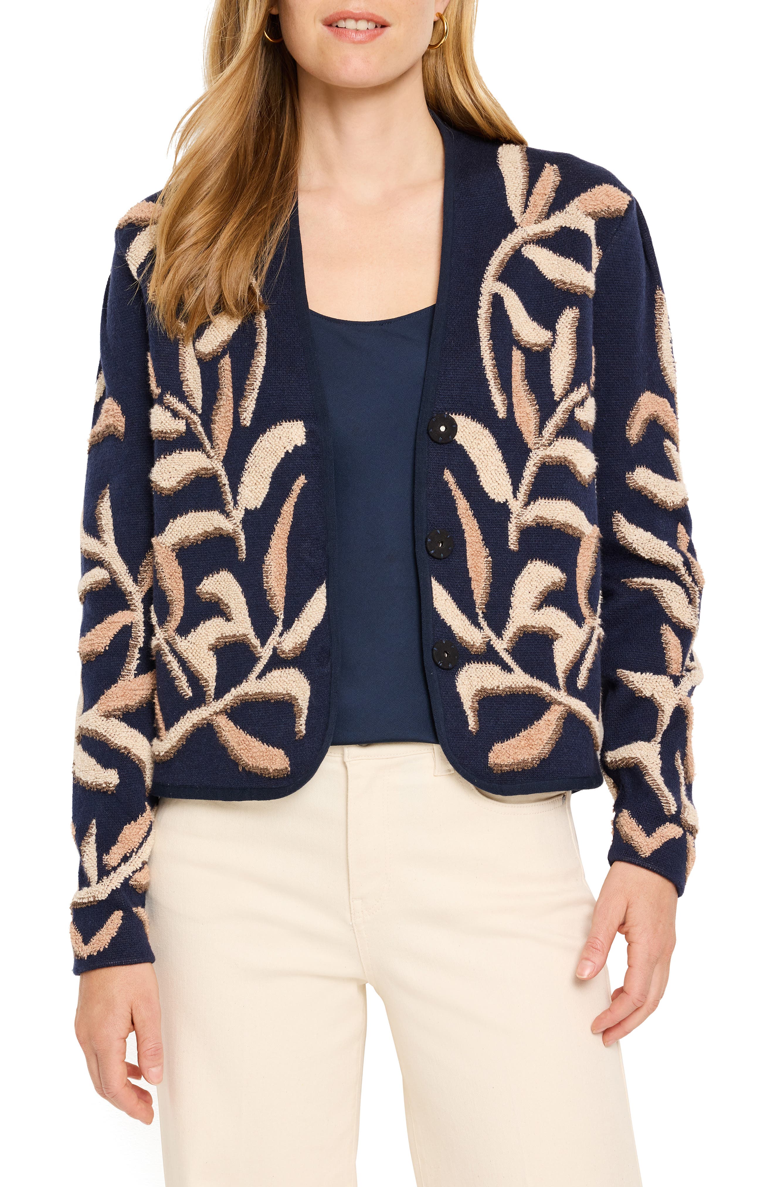 NIC+ZOE Midnight Fern Jacquard Knit Jacket
