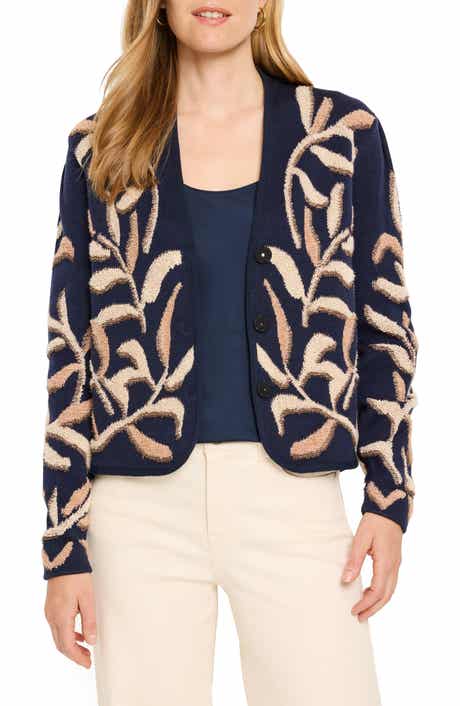 NIC+ZOE Midnight Fern Jacquard Knit Jacket