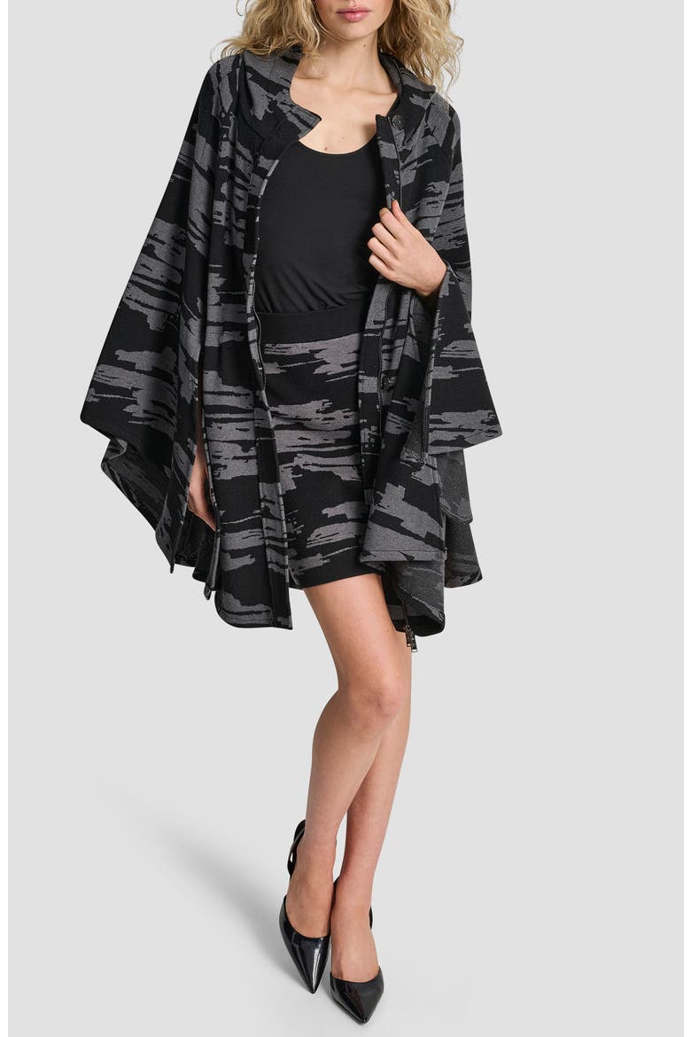 Knit Sweater Cape, Alternate, color, BLACK/ GRAPHITE