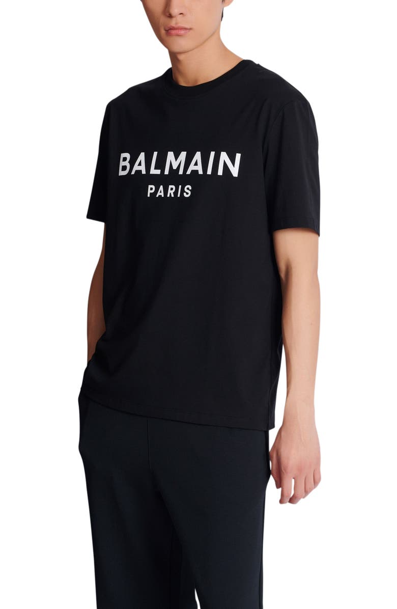 Balmain T-shirt with Balmain Paris print, Alternate, color, Black