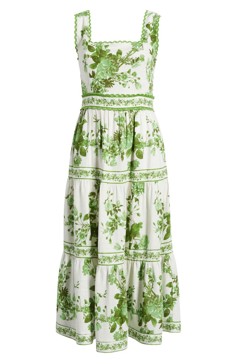 ZOE AND CLAIRE Picot Trim Cotton Blend Midi Dress, Alternate, color, Green