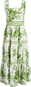 ZOE AND CLAIRE Picot Trim Cotton Blend Midi Dress