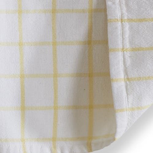 Tag Classic Double Cloth Yellow Windowpane Cotton Machine Washable Kitchen Dishtowel 26l X 18w In. D In White