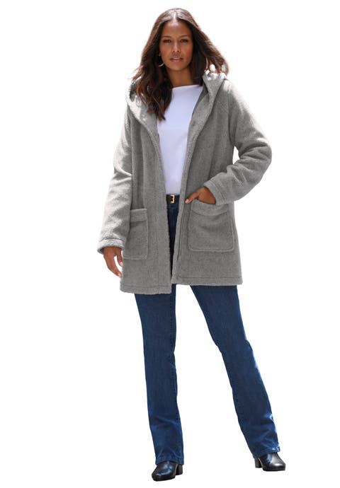 Plus Size Hooded Teddy Fleece Coat
