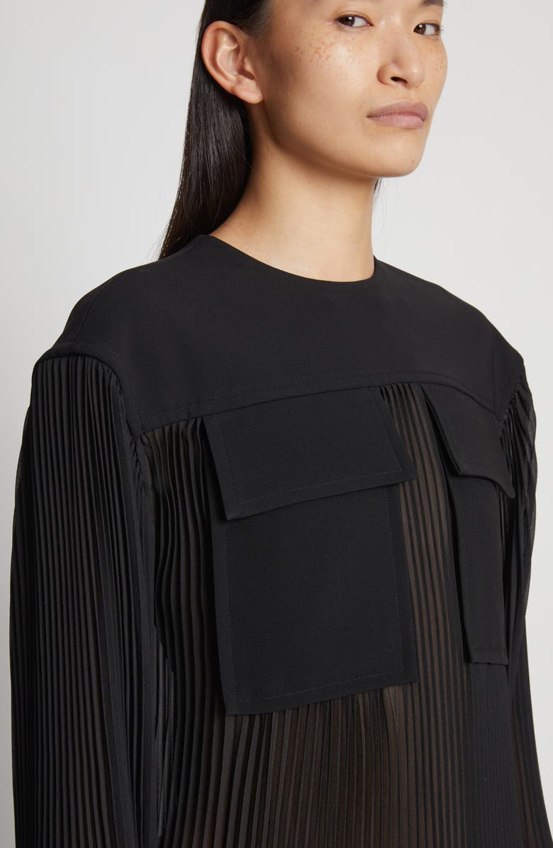 Proenza Schouler Pleated Sheer Flounced Blouse, Alternate, color, 