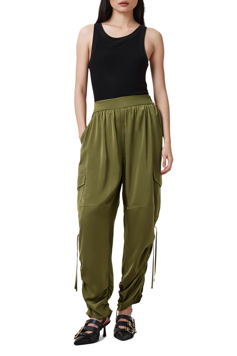Kaye Ruched Cargo Pants, Alternate, color, KHAKI GREEN