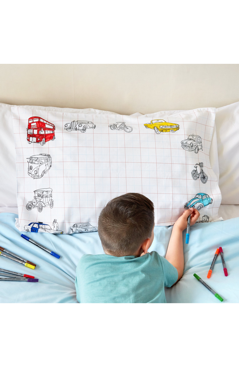 Eat Sleep Doodle Color Your Own Pillowcase Farmyard, Alternate, color, White