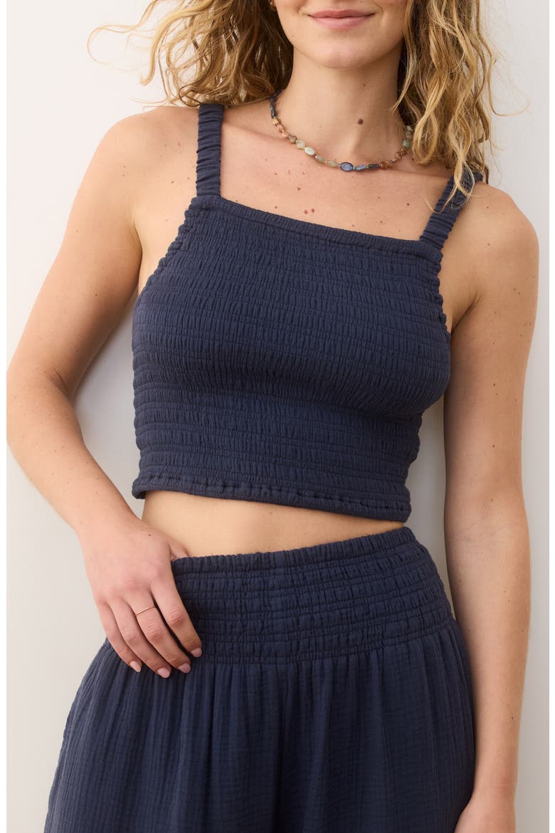 Lila Smocked Cotton Gauze Camisole, Main, color, INDIGO