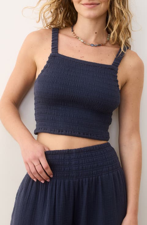 Lila Smocked Cotton Gauze Camisole