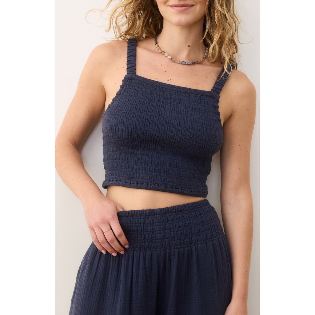 Marine Layer Lila Smocked Cotton Gauze Camisole