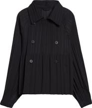 Pleats Please Issey Miyake Pleated Double Breasted Jacket