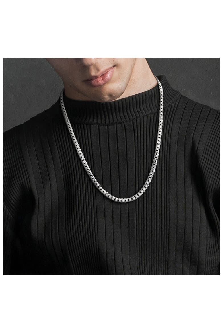 Flat Curb Link Chain Necklace, 5.3mm, Alternate, color, SILVER