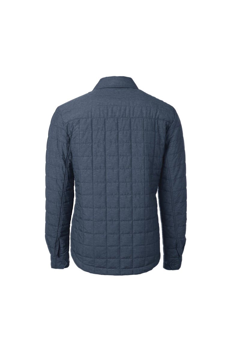 Men's Cutter & Buck  Heather Navy Los Angeles Chargers Helmet Rainier PrimaLoft Eco Insulated Quilted Button-Up Shacket, Alternate, color, Charcoal
