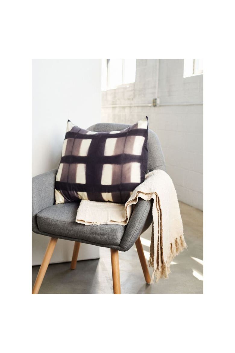Melo Black Handcrafted Shibori Print Mulberry Silk Pillow - Cover Only, Alternate, color, Black