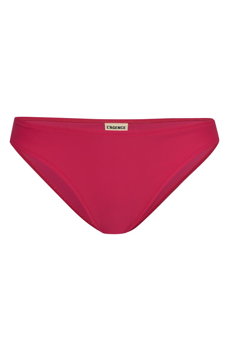 L'AGENCE Nicole Solid Classic Bikini Bottoms, Alternate, color, Berry