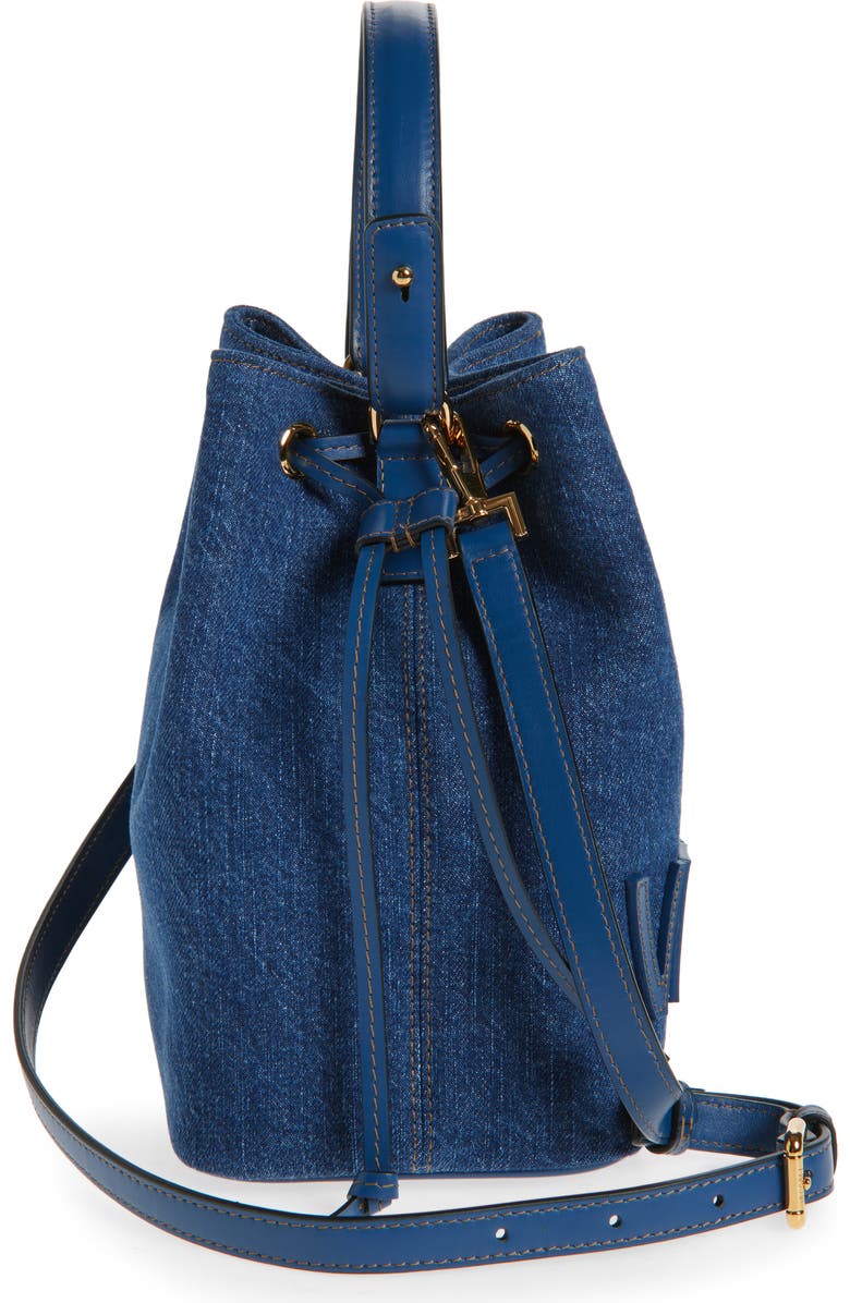 Versace La Medusa Denim Bucket Bag, Alternate, color,