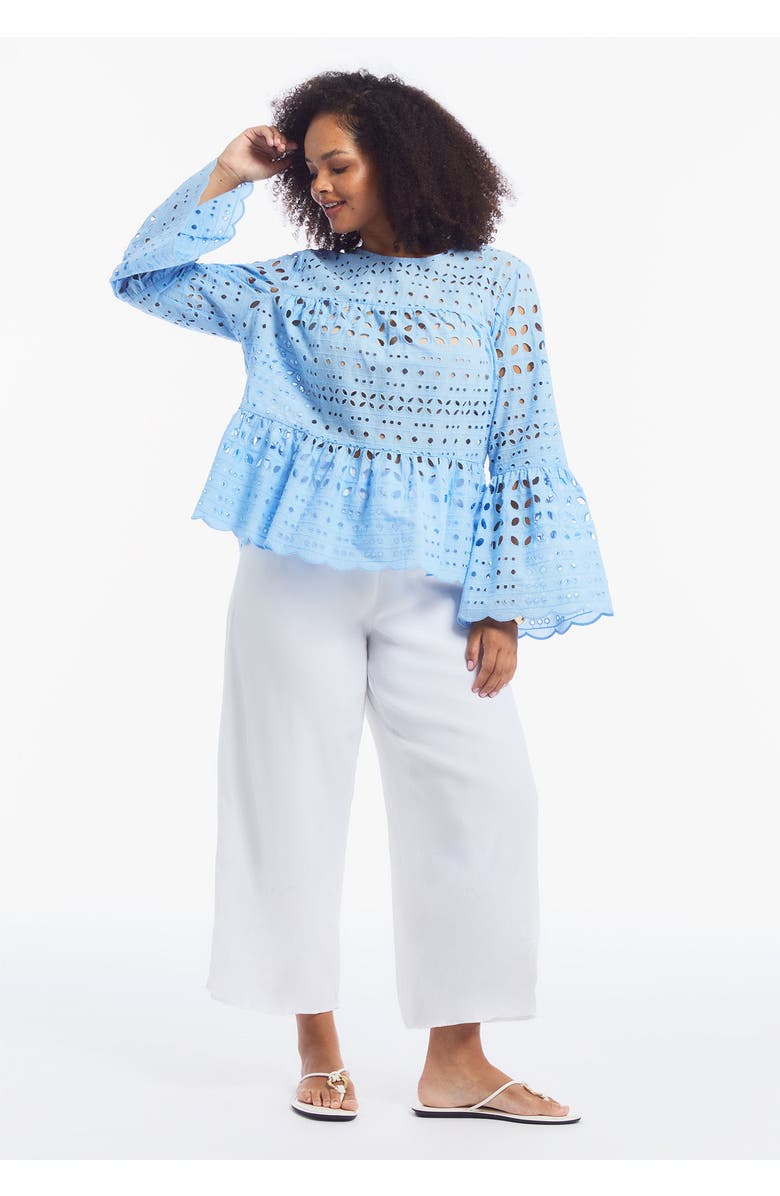 June + Vie Flounce Peplum Top, Alternate, color, Placid Blue