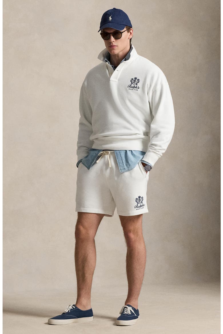Relaxed Fit 6-Inch Fleece Drawstring Shorts, Alternate, color, WHITE