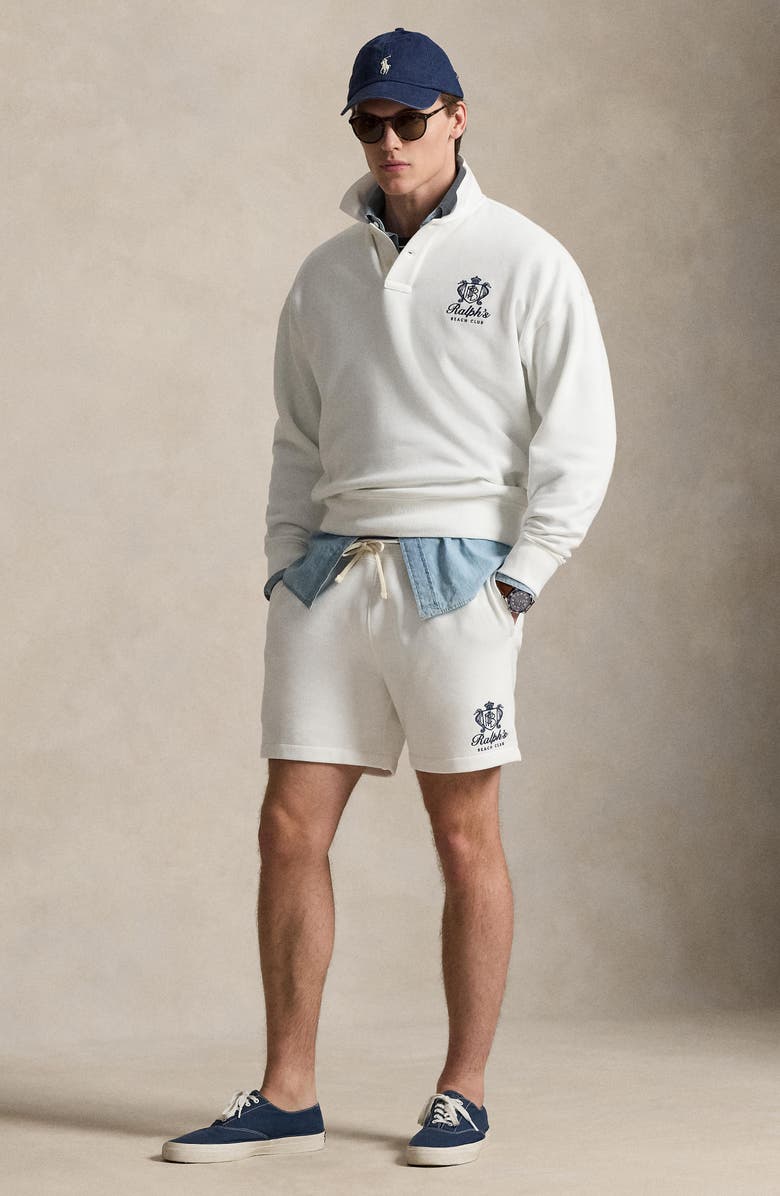 Polo Ralph Lauren Relaxed Fit 6-Inch Fleece Drawstring Shorts, Alternate, color, White