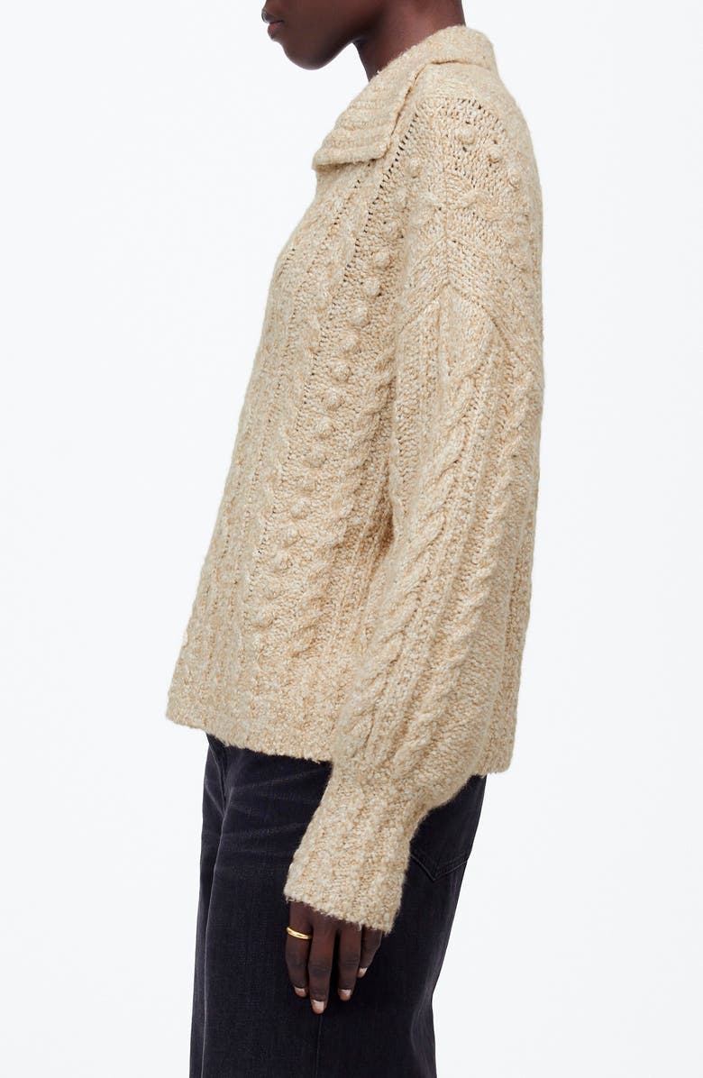 Madewell Cable Knit Polo Sweater, Alternate, color, 